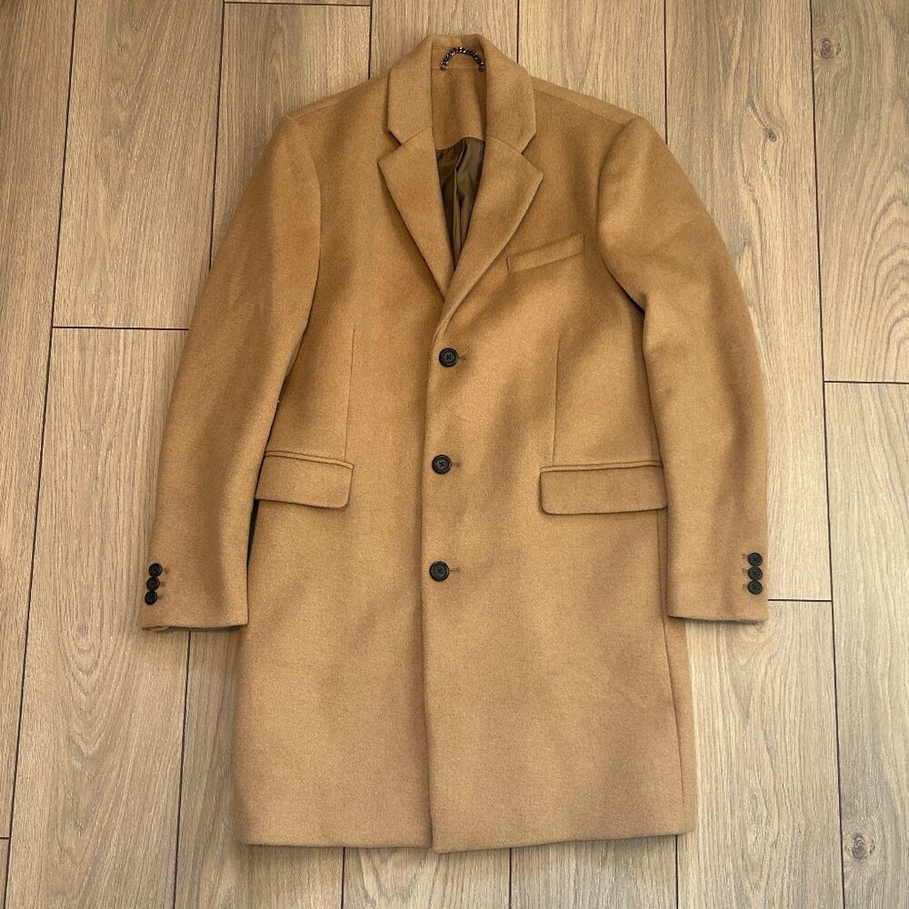 Topman Camel Long Dress Overcoat